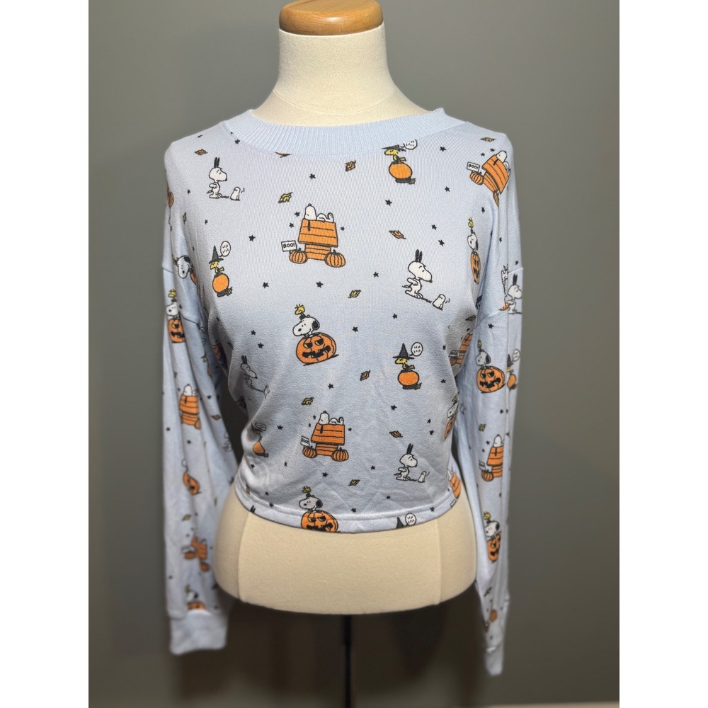 RARE HTF Blue American Eagle AE Snoopy Halloween PJ‎ Longsleeve Top - Size M EUC